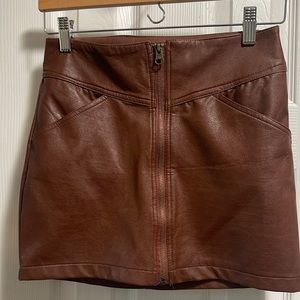 Unio Faux Leather Brown Skirt